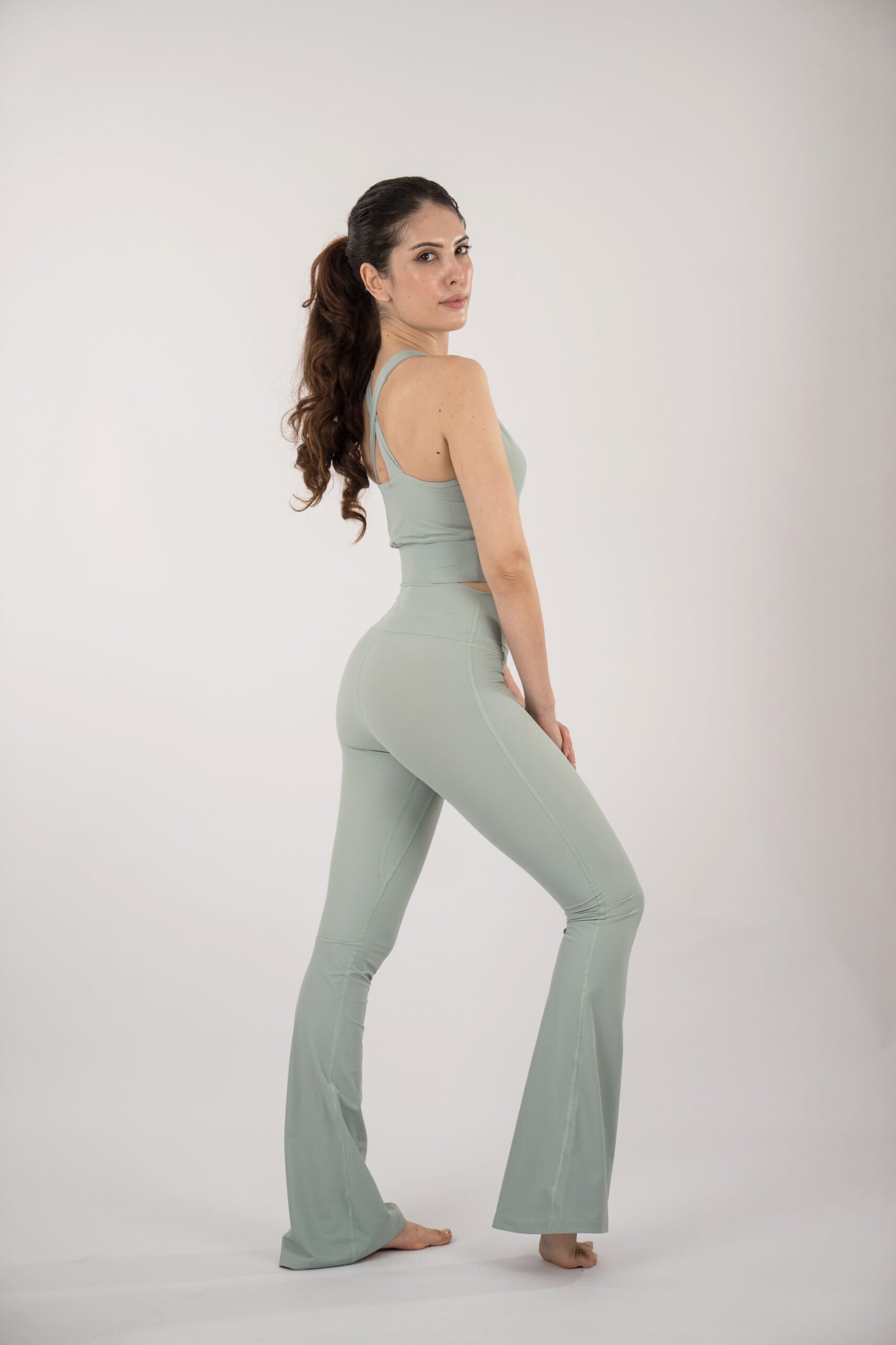High-Rise Flex Bootcut Legging — Muted Mint